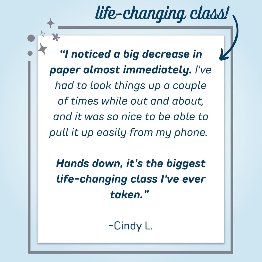 5-star review for Paperless Made Simple, a life-changing class