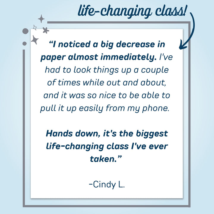 5-star review for Paperless Made Simple, a life-changing class