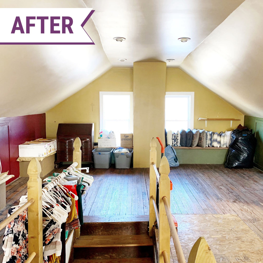 Organized Attic After Photo with Various Categories of Items Stored Neatly