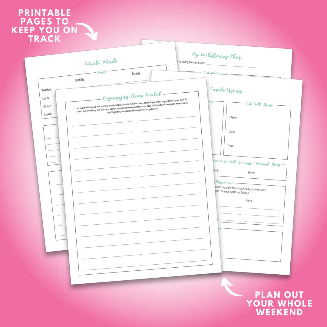 Companion Printables for the Declutter Your House in a Weekend Guide