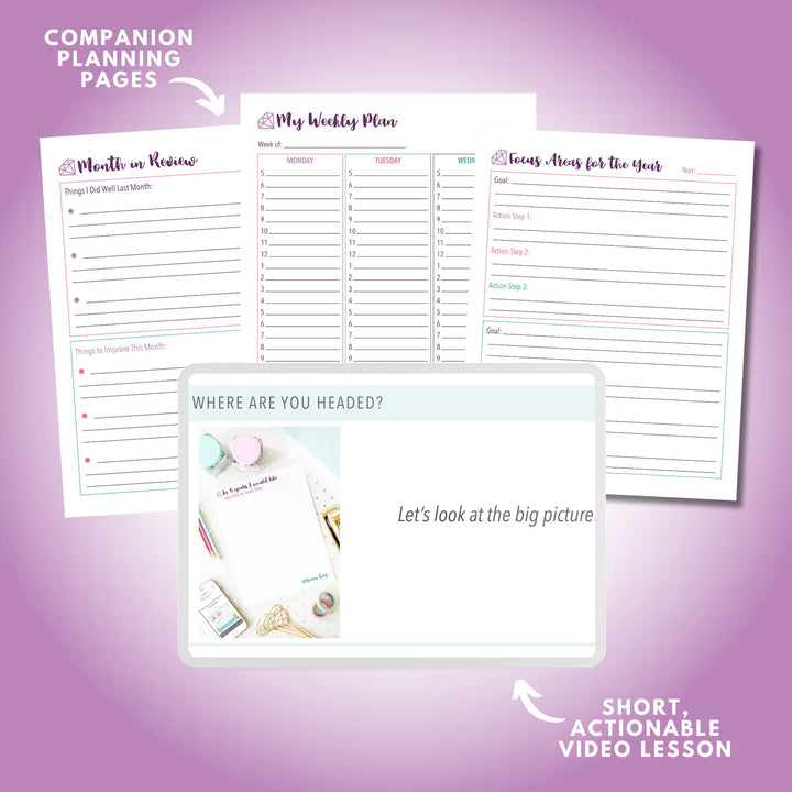 How to Plan Your Life Video Lesson on an iPad with Weekly, Monthly, and Yearly Planning Printables