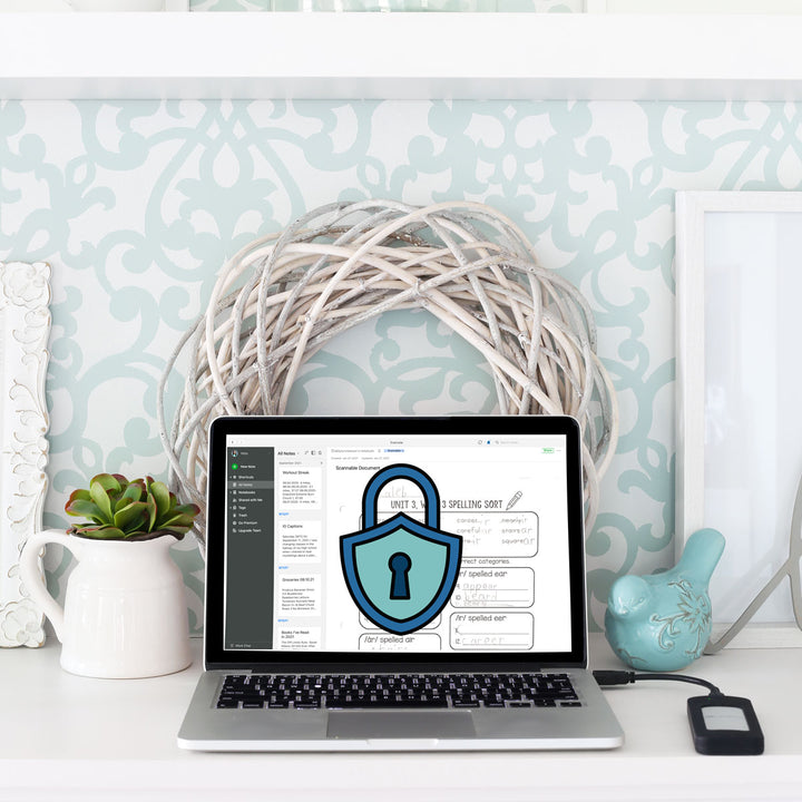 Laptop computer with secure lock for Evernote in Paperless Made Simple
