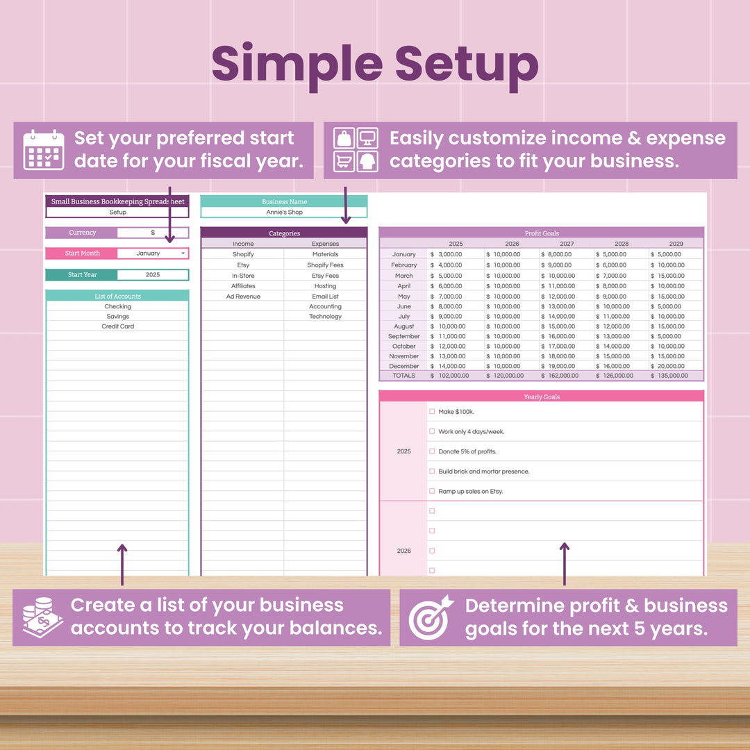 Small Business Bookkeeping Spreadsheet for Google Sheets