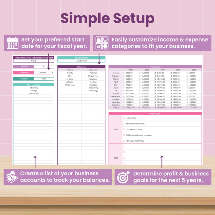 Small Business Bookkeeping Spreadsheet for Google Sheets