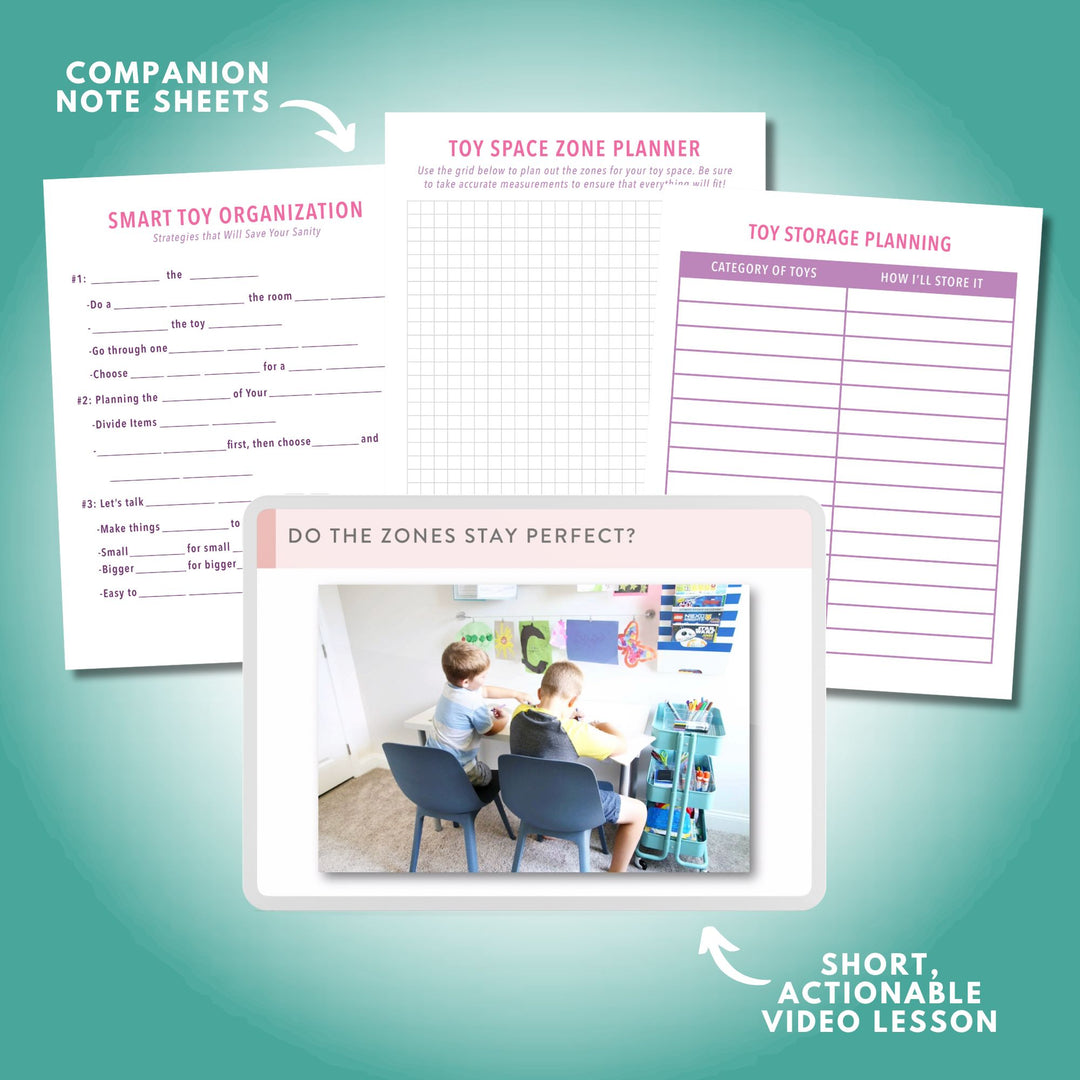Smart Toy Organization Workshop Video Lesson on an iPad, Planning Pages and Note Taking Sheets