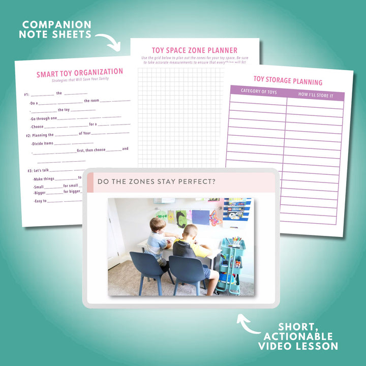 Smart Toy Organization Workshop Video Lesson on an iPad, Planning Pages and Note Taking Sheets