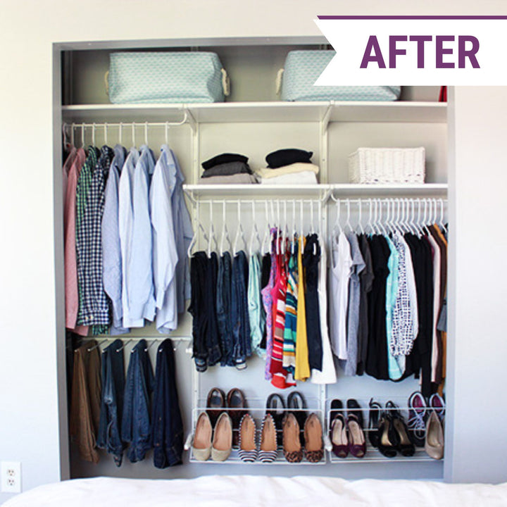 Organized closet with tidy clothes after 