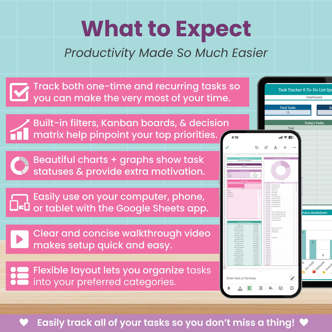 Task Tracker and To-Do List Spreadsheet for Google Sheets