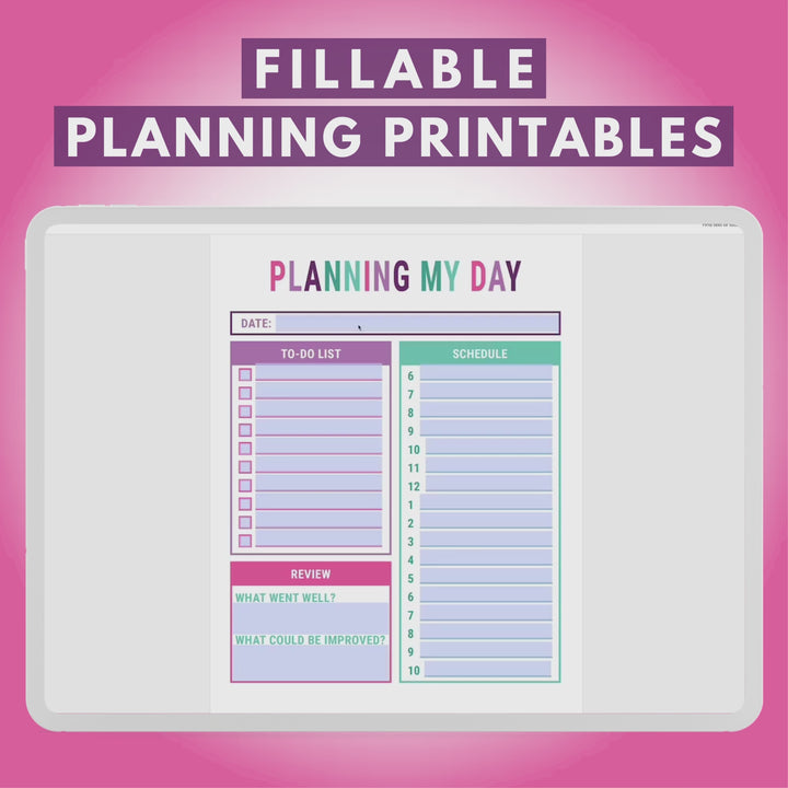 Fillable Planning Printables to plan your day, week, month, year, and to-do list