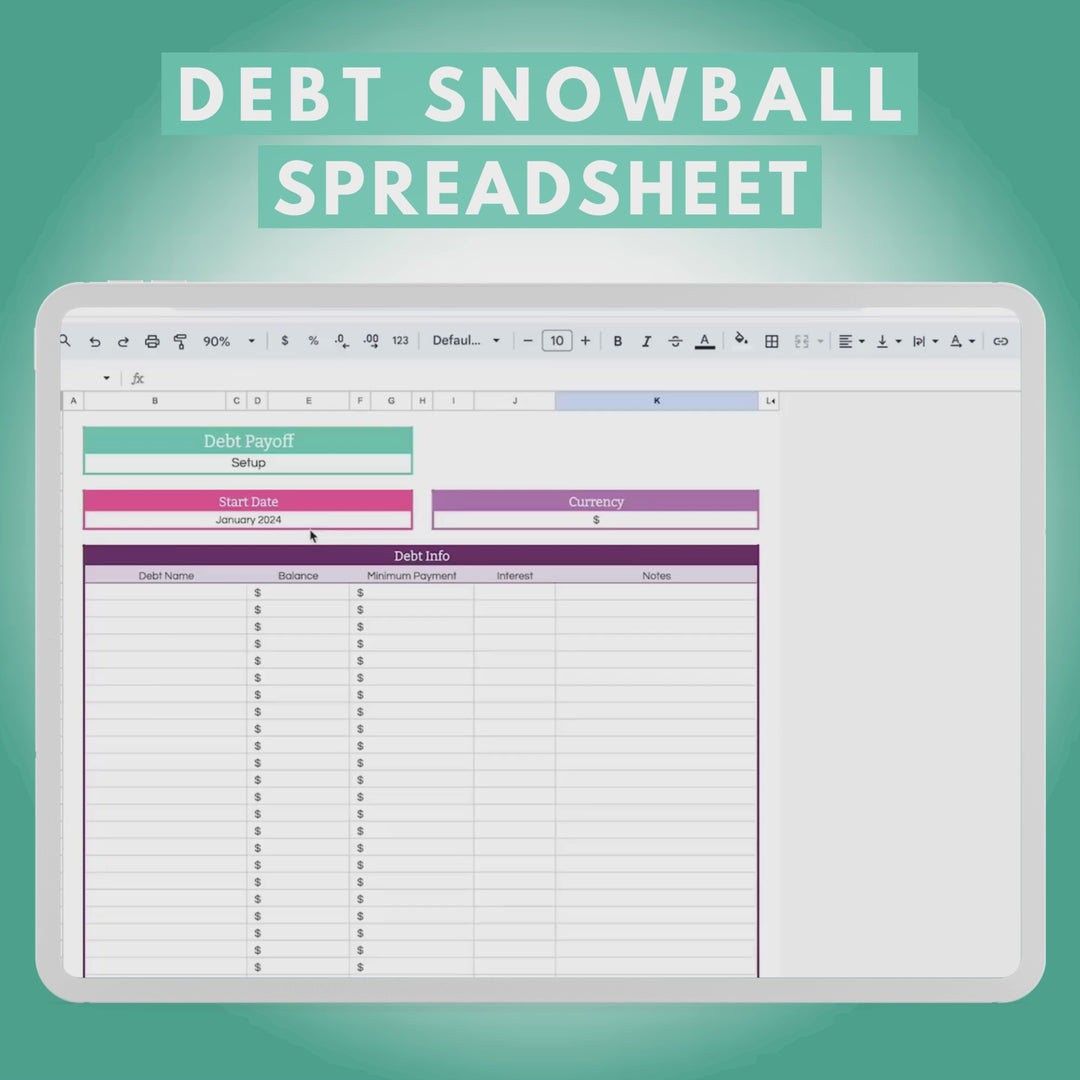 Debt Snowball Spreadsheet for paying off debt