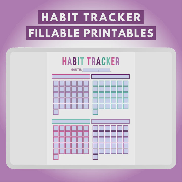 Fillable Habit Trackers, Editable in a free program on your computer or print and fill out by hand