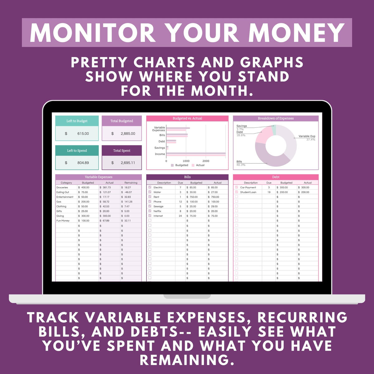 Monthly Budget Spreadsheet for Google Sheets – Abby Organizes