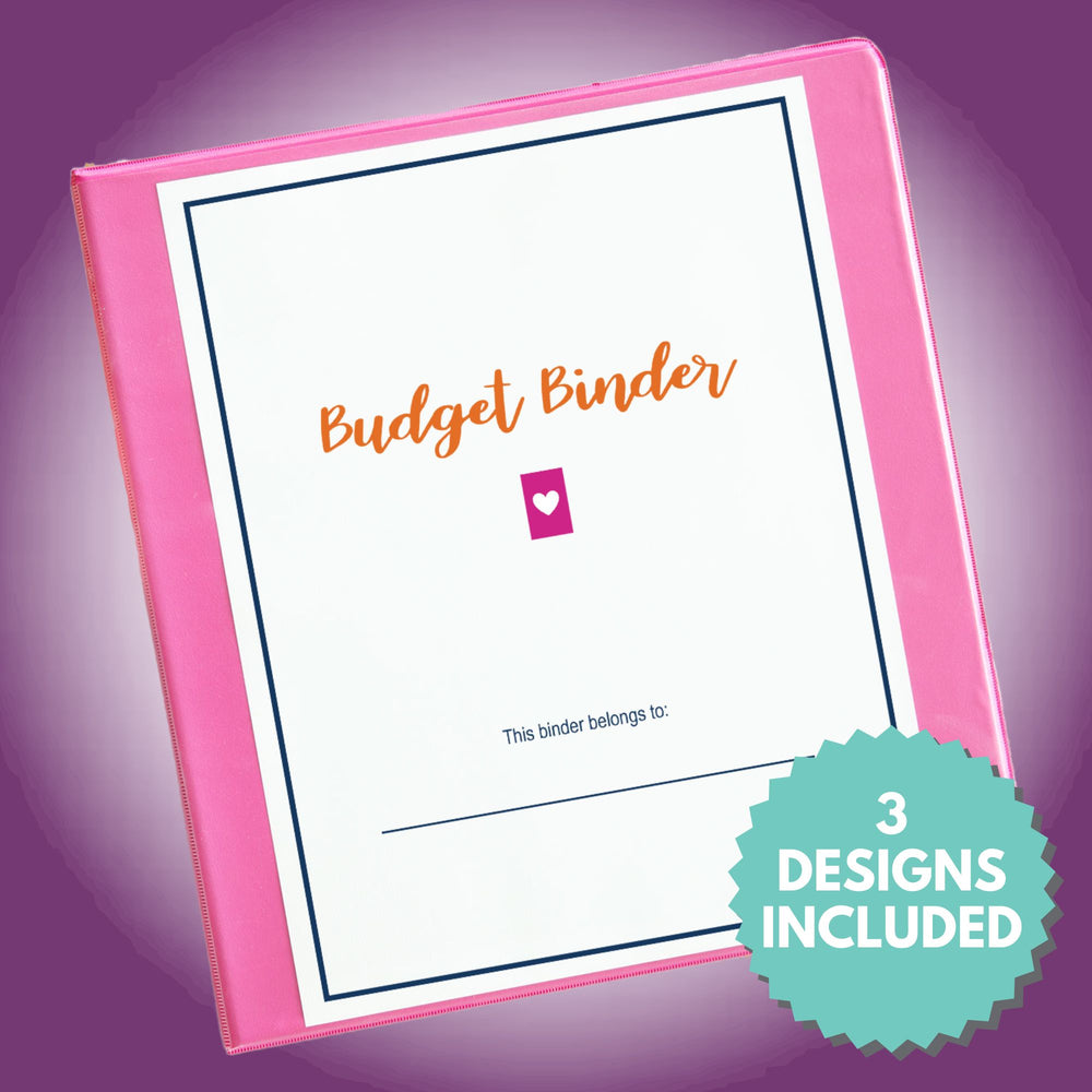 Budget Binder Printables Cover on a Pink 3-Ring Binder