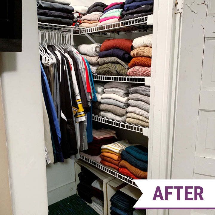 Tidy Bedroom closet after Declutter Your House in a Weekend