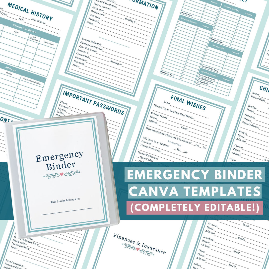 Emergency Binder Canva Templates help you and your loved ones or next of kin be prepared for emergency situations.