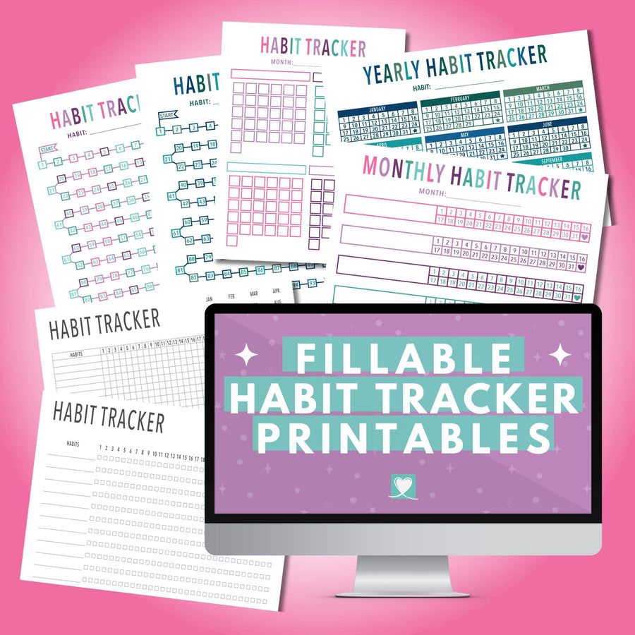 Fillable Habit Tracker Printables that Can Be Filled in Using the Free Version of Adobe Acrobat Reader