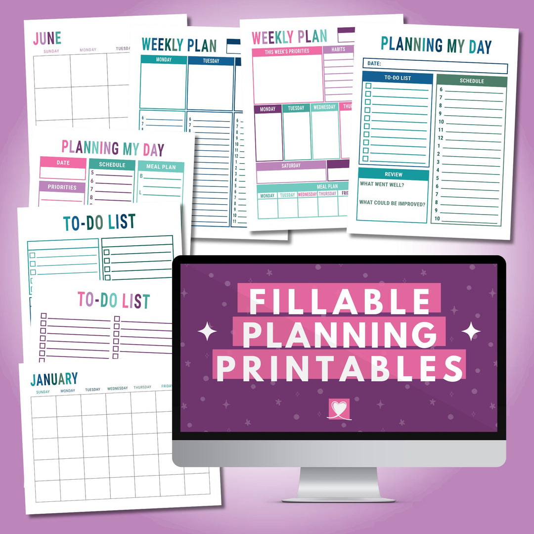 Fillable Planning Printables for Planning Your Day, Week, Month, or To-Do List