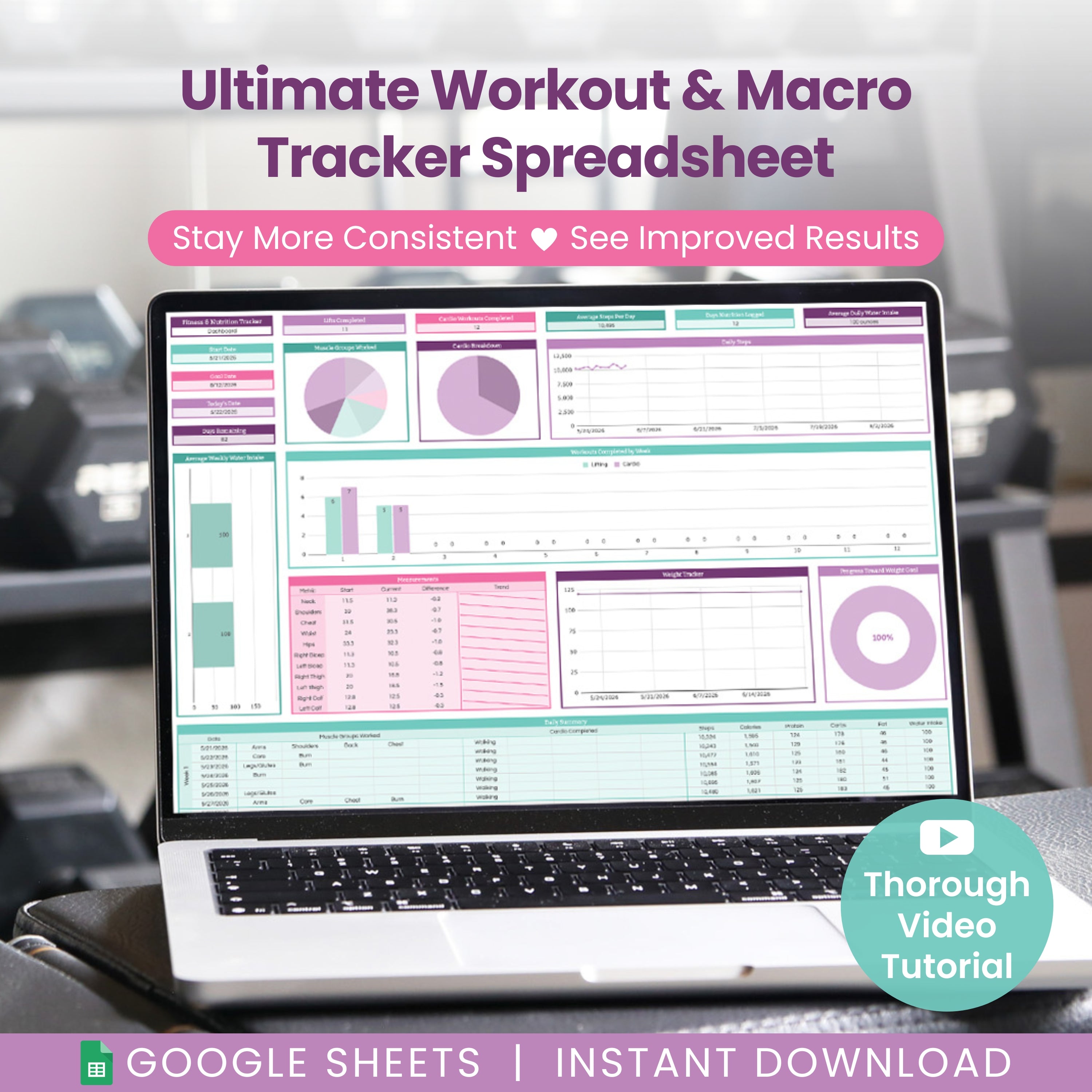 Workout & Macro Tracker Spreadsheet for Google Sheets – Abby Organizes