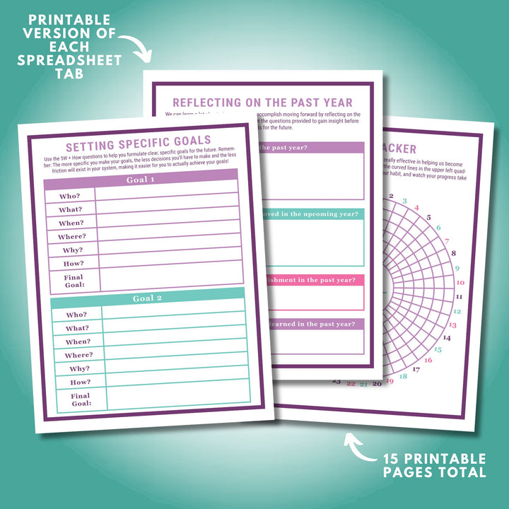 Printable Versions of the Goal Setting Handbook Spreadsheet Tabs to Brainstorm Goals by Hand