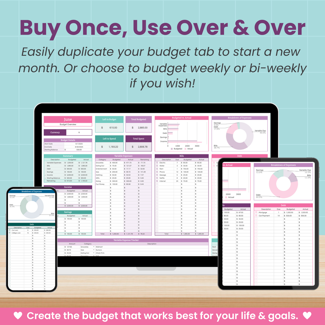 Monthly Budget Spreadsheet for Google Sheets