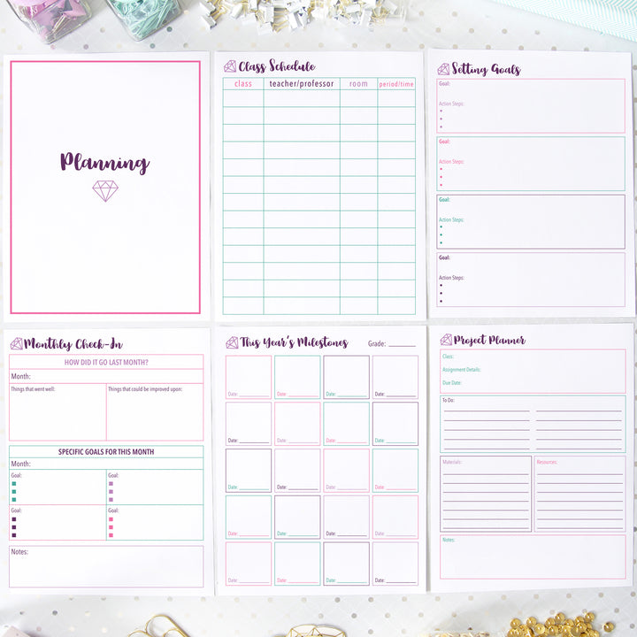 Class Schedule Printable, Goal Setting Printable, Monthly Check-In Printable, Milestones Printable, Project Planner Printable, Part of the Printable Student Binder