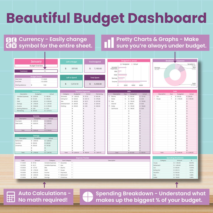 Monthly Budget Spreadsheet for Google Sheets
