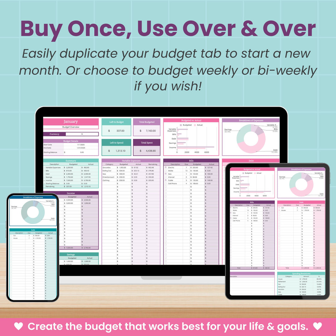 Monthly Budget Spreadsheet for Google Sheets