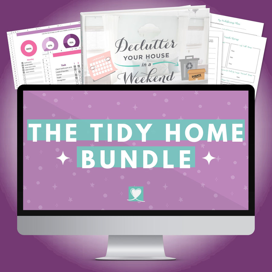 The Tidy Home Bundle, Including the Declutter Your House in a Weekend guide and the Cleaning and Home Maintenance Spreadsheet