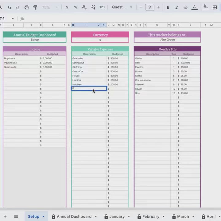 Annual Budget Spreadsheet and Finance Dashboard Bundle for Google Sheets