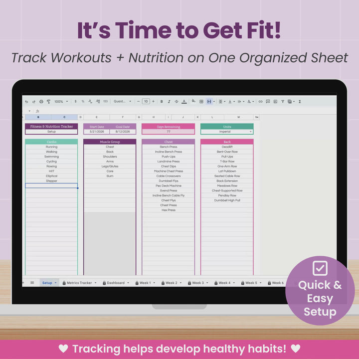 Workout & Macro Tracker Spreadsheet for Google Sheets