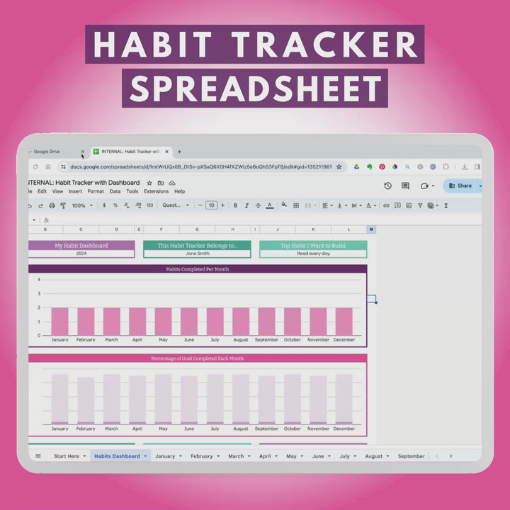 Habit Tracker Spreadsheet for Google Sheets