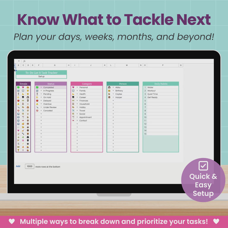 Task Tracker and To-Do List Spreadsheet for Google Sheets