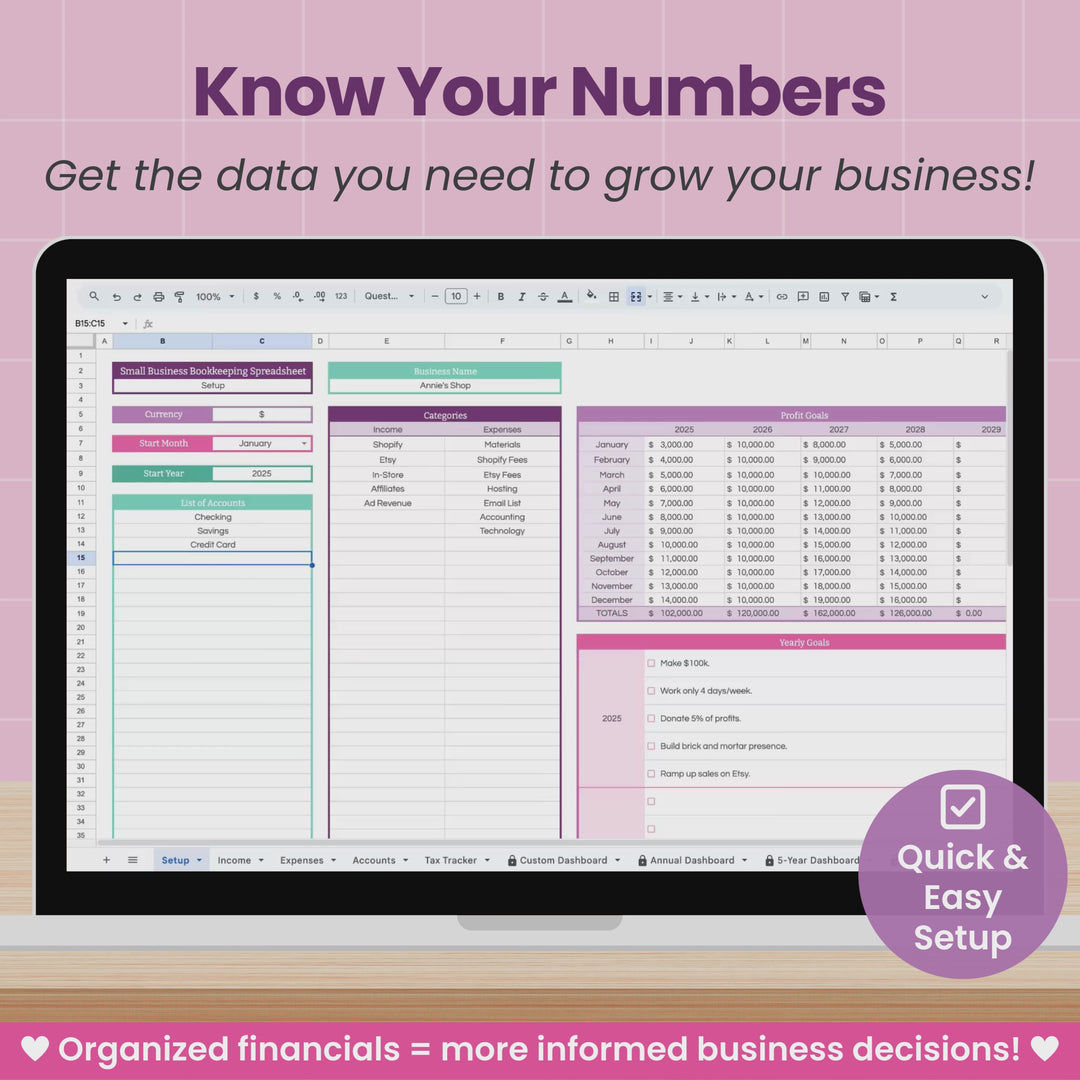 Small Business Bookkeeping Spreadsheet for Google Sheets