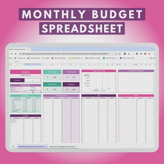 Monthly Budget Spreadsheet for Google Sheets – Abby Organizes